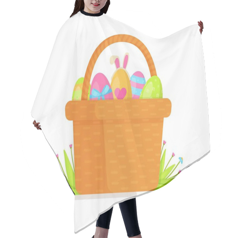 Personality  Small Basket With Easter Eggs. Vector Illustration Of Preparing A Basket For Holy Easter. Coloring Of Easter Eggs.   Hair Cutting Cape