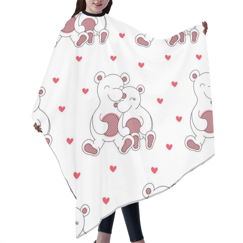 Personality  Seamless Background Of Bears And Hearts Hair Cutting Cape