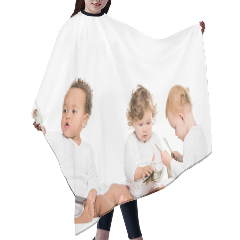 Personality  Multiethnic Toddlers Holding Cash Hair Cutting Cape