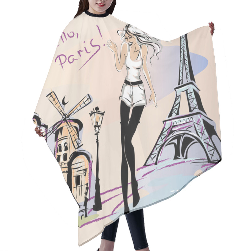 Personality  Fashion Girl In Paris Hair Cutting Cape