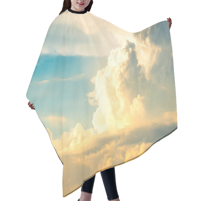 Personality  Beautiful Motion Blur Cloud Shape On Blue Sky In Sunset Time Hair Cutting Cape