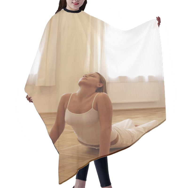 Personality  Woman Practicing Yoga Hair Cutting Cape