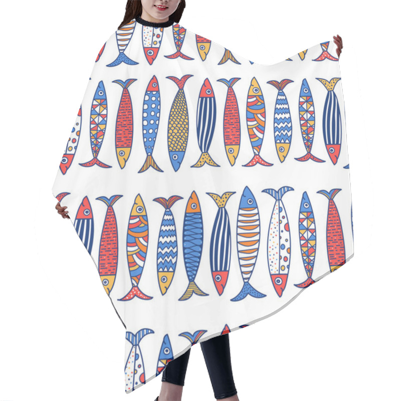 Personality  Cute Fish.  Kids Lbackground. Seamless Pattern. Can Be Used In Textile Industry, Paper, Background, Scrapbooking. Hair Cutting Cape