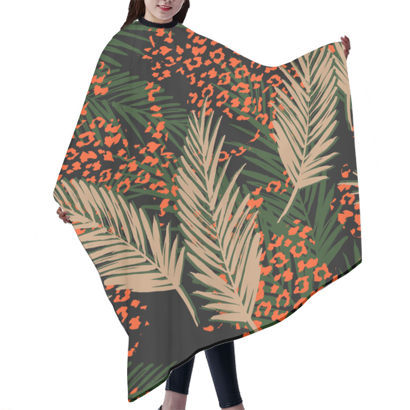 Personality  Seamless Exotic Pattern With Palm Leaves Hair Cutting Cape