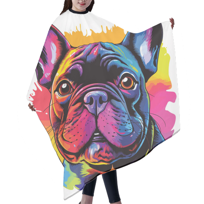 Personality  Happy Dog. Cute And Funny French Bulldog In Vector Pop Art Style. Template For T-shirt, Sticker, Etc. Hair Cutting Cape