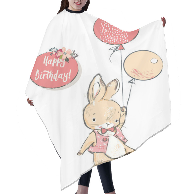 Personality  Cute Hare With Balloons Hair Cutting Cape