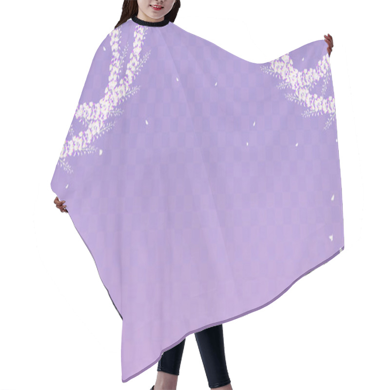 Personality  This Illustration Shows A Circle Of Wisteria Flower Clusters On A Checkerboard Purple Gradient Background. Hair Cutting Cape