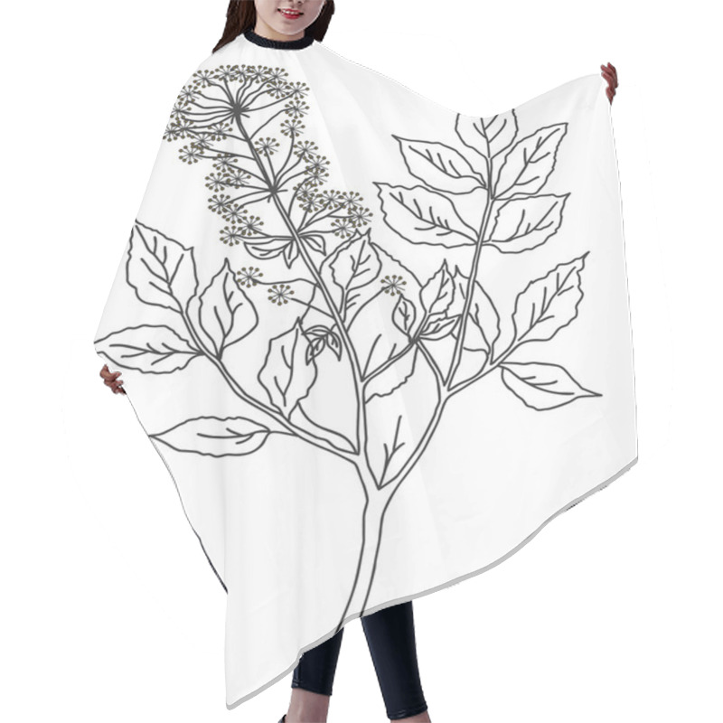 Personality  Vector Silhouette Of The Plant On Green Background Hair Cutting Cape