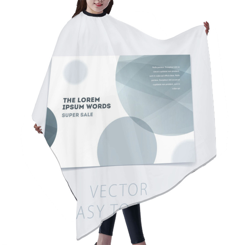 Personality  Abstract Design Brochure Cover, Creative Flyer In A4 With Grey Round Shapes For Branding, Marketing Kit Hair Cutting Cape