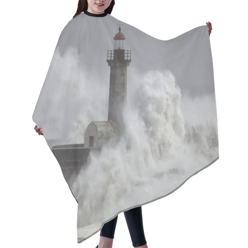 Personality  Stormy Sea At The Old Lighthouse Hair Cutting Cape