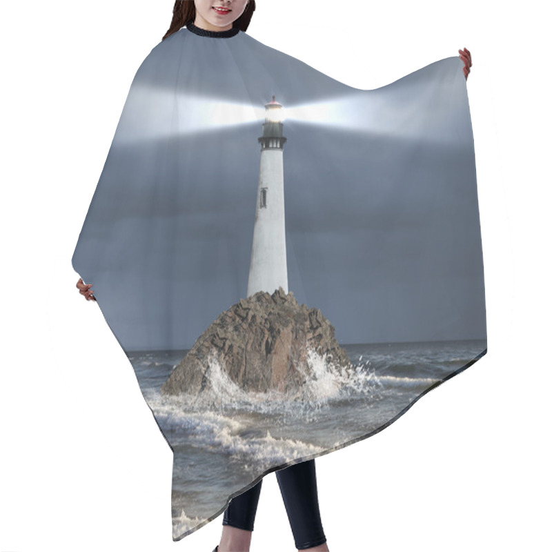 Personality  Lighthouse With A Beam Of Light Hair Cutting Cape