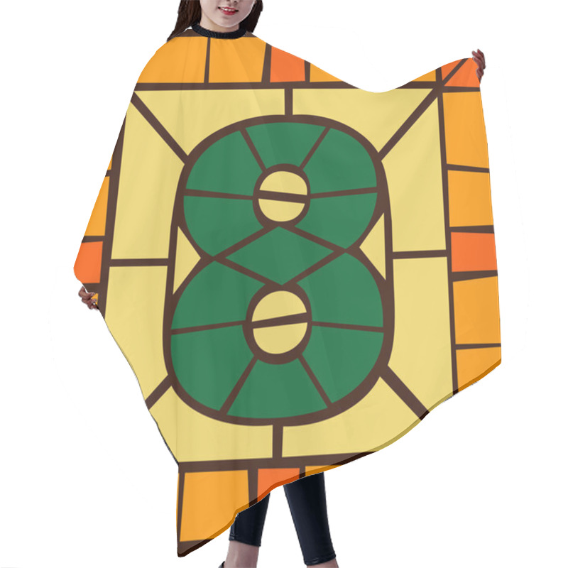 Personality  8 - Mosaic Numbers, Stained Glass Window Hair Cutting Cape