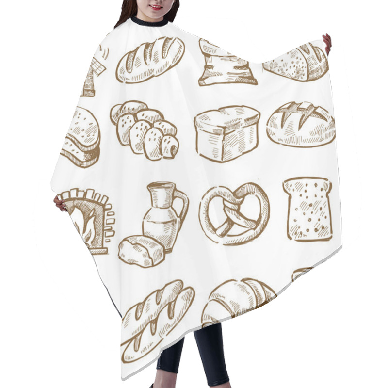 Personality  Hand Drawn Bread Hair Cutting Cape