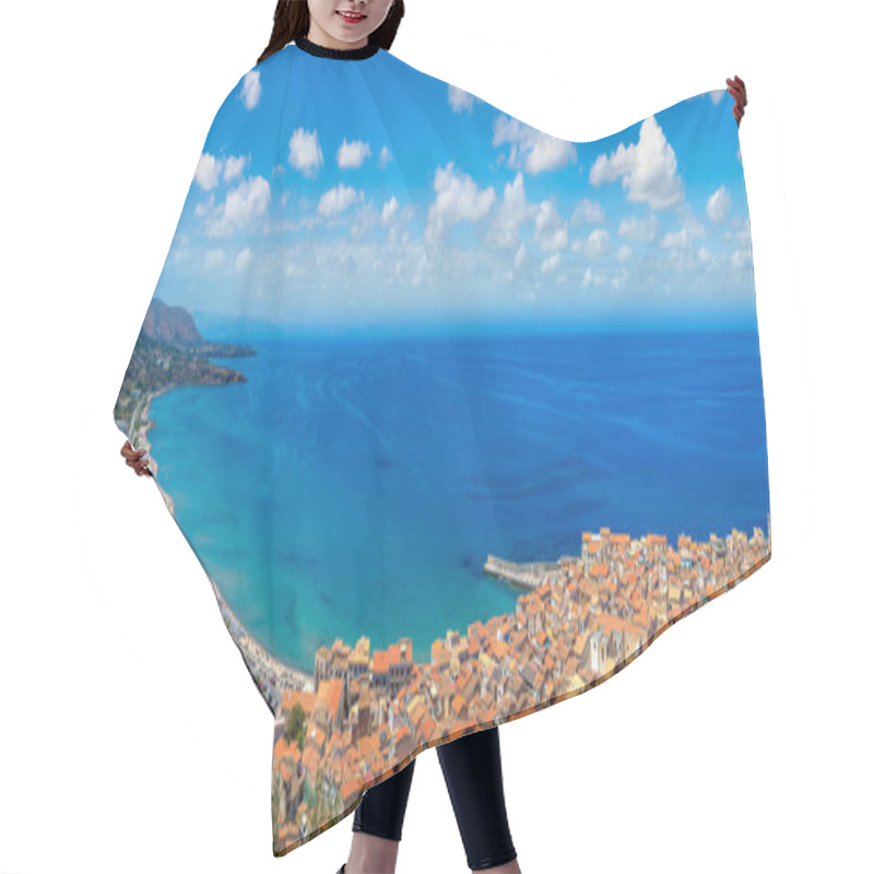 Personality  Aerial View Of Cefalu And Cathedral In Sicily, Italy In A Beautiful Summer Day Hair Cutting Cape