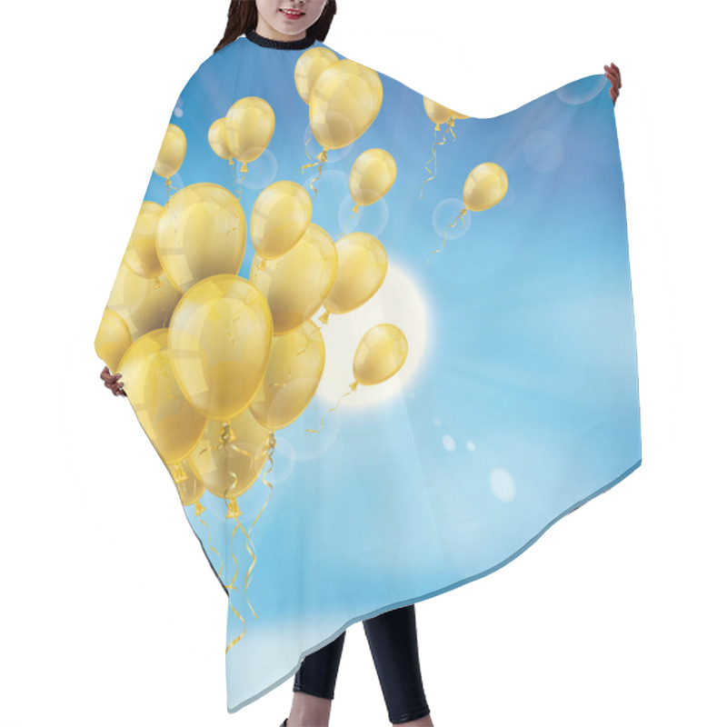 Personality  Sky Clouds Sun Golden Balloons Bunch Hair Cutting Cape