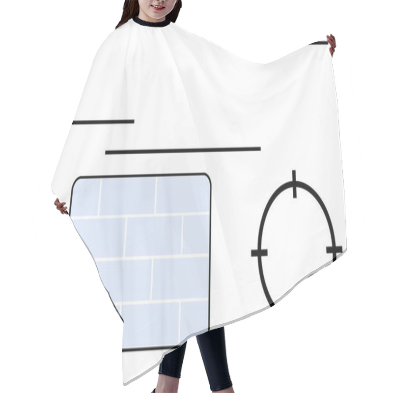 Personality  Target Symbol And Rectangular Brick Barrier With Horizontal Lines. Ideal For Strategy, Goals, Obstacles, Precision, Focus Planning Construction. Line Metaphor. Line Metaphor. Simple Line Icons Hair Cutting Cape