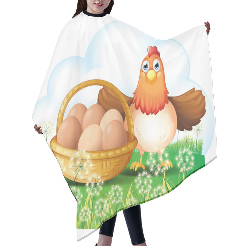 Personality  A Hen With Eggs In A Basket Hair Cutting Cape