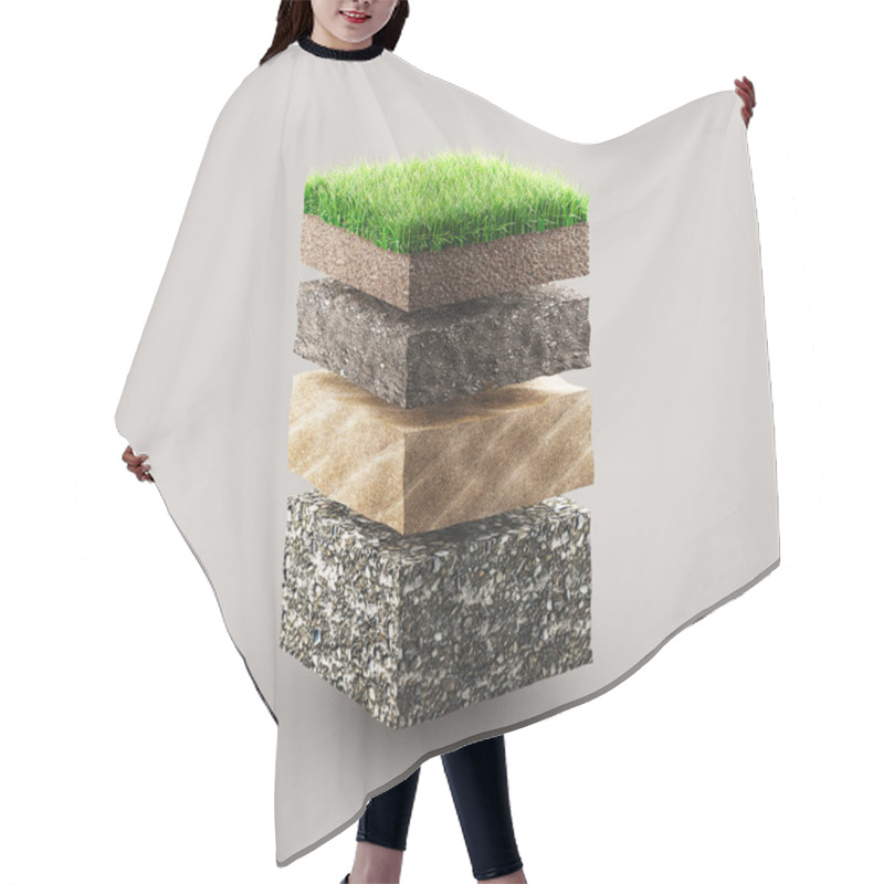 Personality  Layers Of Grass And Ground, 3d Render Illustration Hair Cutting Cape