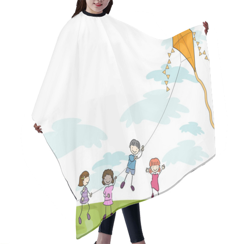 Personality  Kids Playing With A Kite Hair Cutting Cape