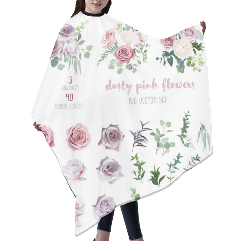 Personality  Dusty Pink And Mauve Antique Rose, Lavender And Pale Flowers, Eucalyptus Hair Cutting Cape