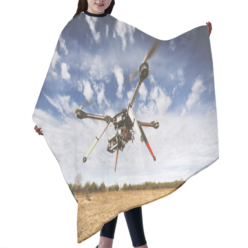 Personality  Quadrocopter Drone Flying In The Sky Hair Cutting Cape