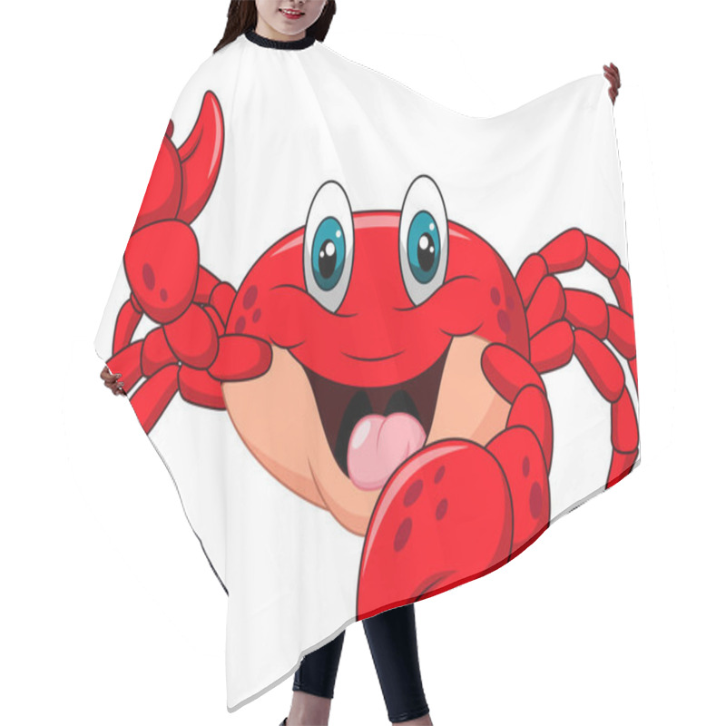 Personality  Cartoon Happy Crab Isolated On White Background Hair Cutting Cape