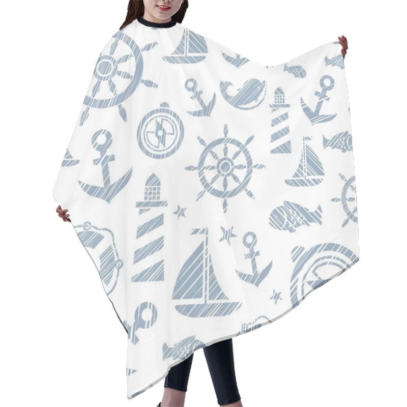 Personality  Nautical Background, Seamless, White And Gray Vector.  Hair Cutting Cape