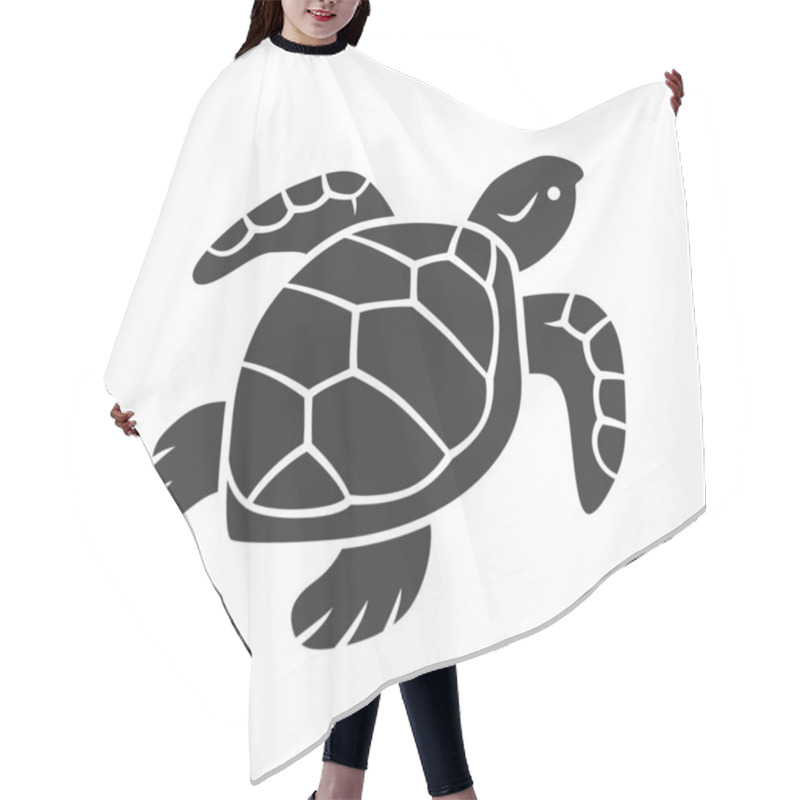 Personality  Turtle Glyph Icon. Slow Moving Reptile With Scaly Shell. Underwater Aquatic Animal. Swimming Ocean Creature. Oceanography. Marine Fauna. Silhouette Symbol. Negative Space. Vector Isolated Illustration Hair Cutting Cape