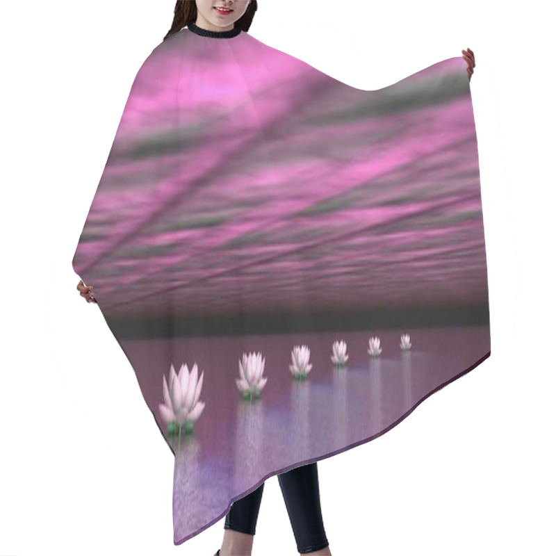 Personality  Beautiful Pink Water Lilies Creating A Path To The Sun By Violet Polar Lights Hair Cutting Cape