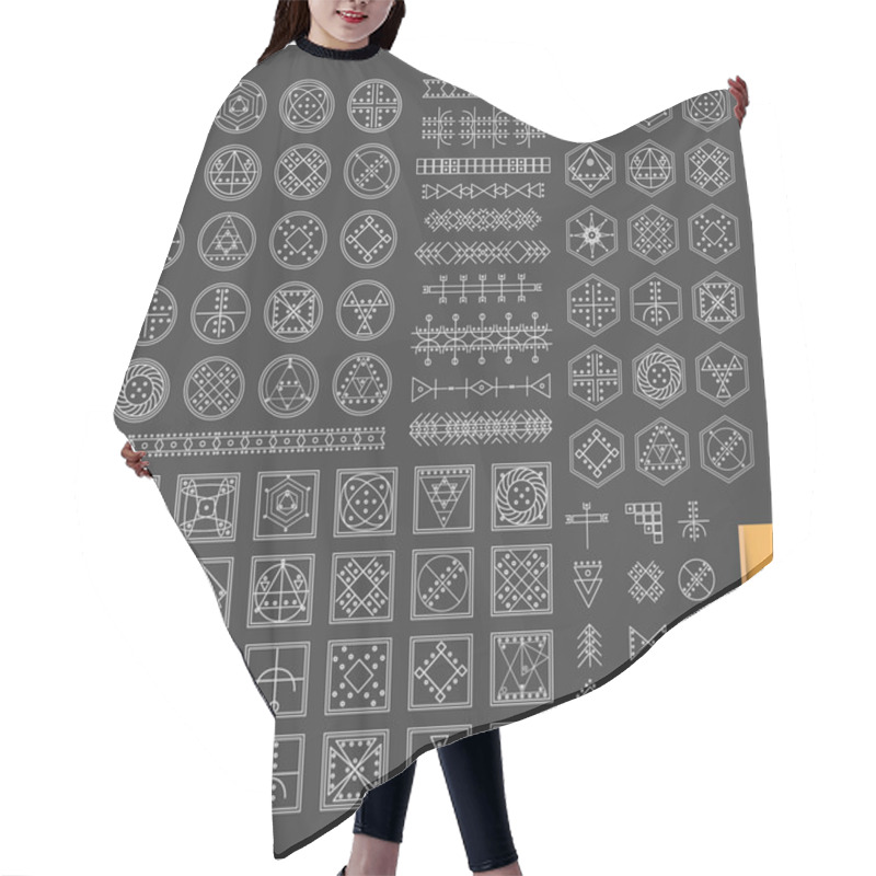 Personality  Geometric Monochrome Shapes. Hair Cutting Cape