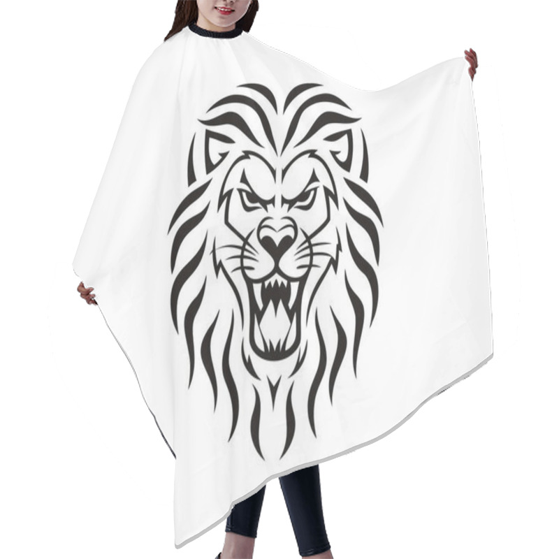 Personality  Fierce Lion Head Tattoo Design - Bold Tribal Art Illustration Hair Cutting Cape