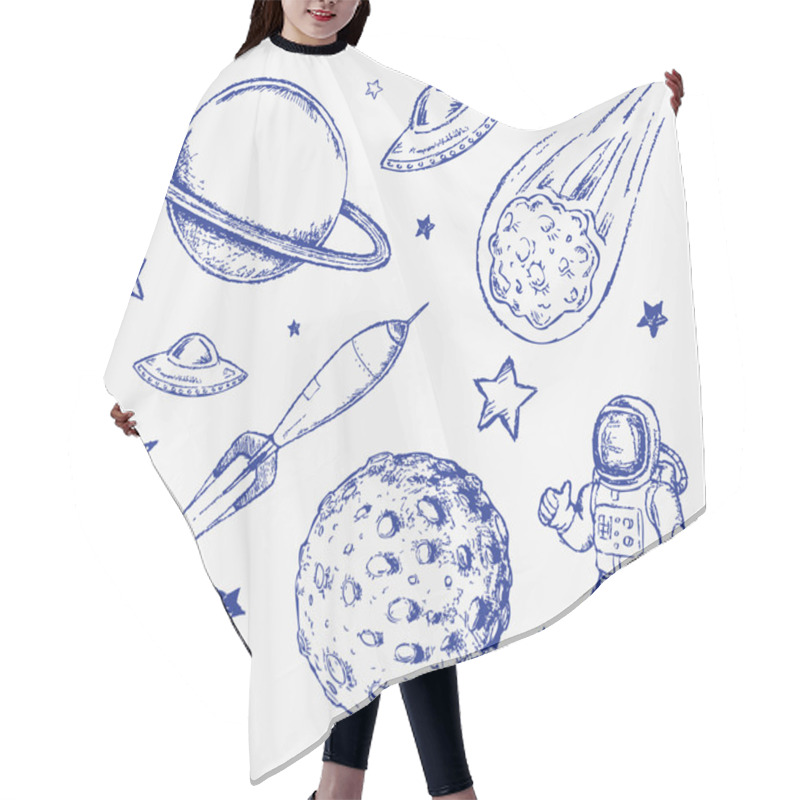 Personality  Space Doodle Set Vector Elements Hair Cutting Cape