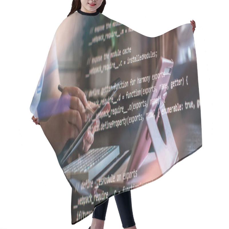 Personality   Hatbot Artificial Coding Coding Background Digital Software Hair Cutting Cape