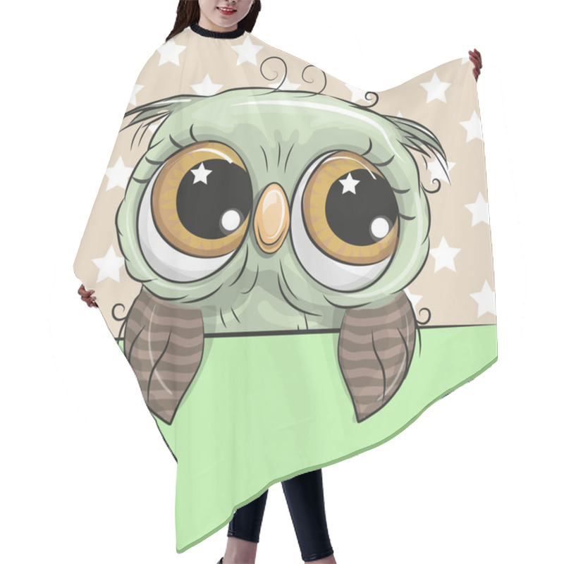 Personality  Greeting Card Cute Cartoon Owl Is Holding A Placard Hair Cutting Cape