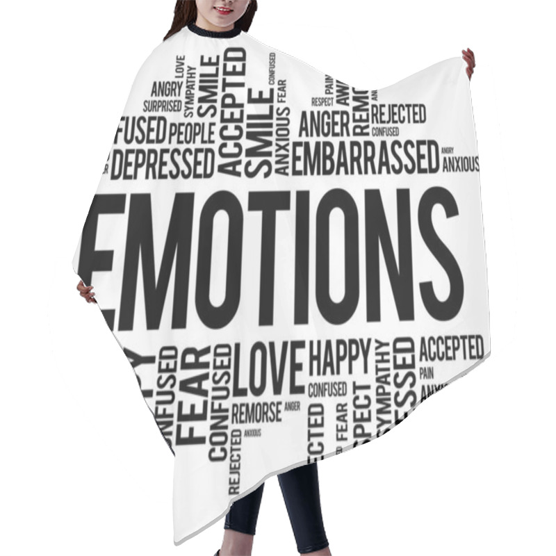 Personality  Emotions Word Cloud Collage , Social Concept Background Hair Cutting Cape