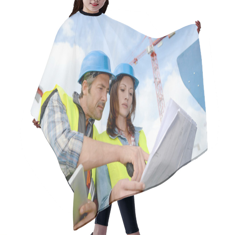 Personality  Construction Manager And Engineer Working On Building Site Hair Cutting Cape