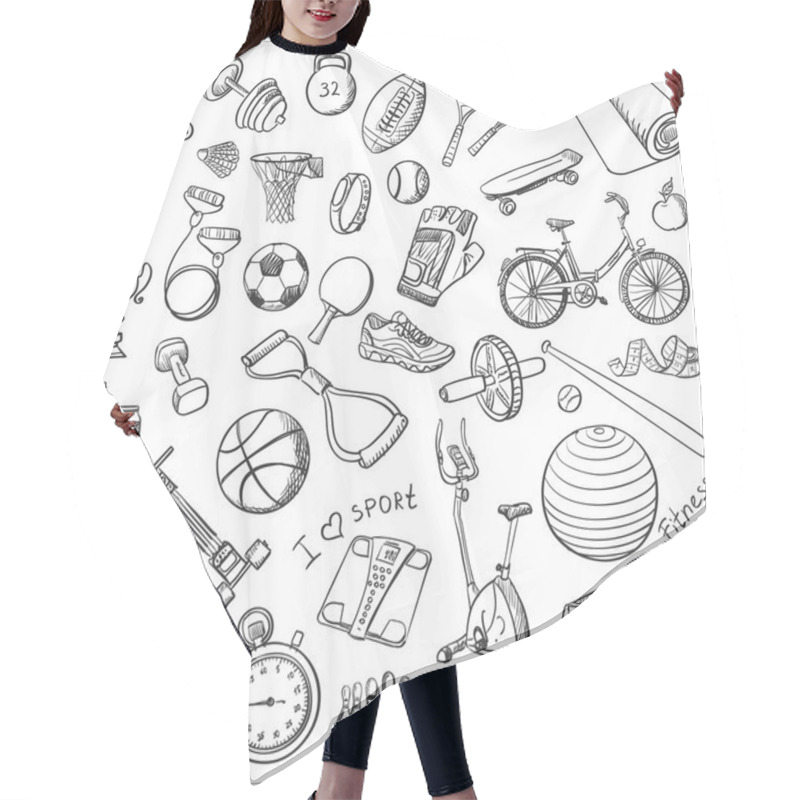 Personality  Hand Drawn Fitness Doodle Set Hair Cutting Cape