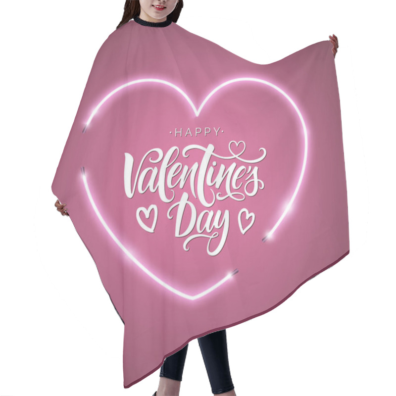 Personality  Happy Valentine's Day Lettering. Hand Written Greeting Card Template For Valentine's Day. Modern Calligraphy, Hand Lettering Inscription. Isolated Typography Print. Vector. Hair Cutting Cape