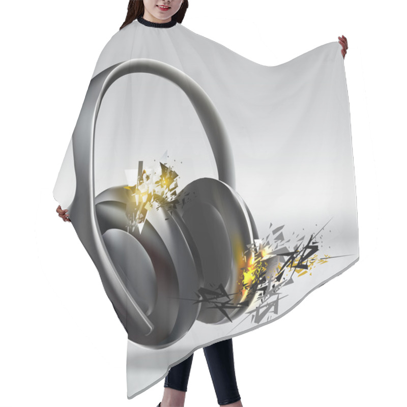 Personality  Vector Illustration Of Abstract Headphones. Hair Cutting Cape