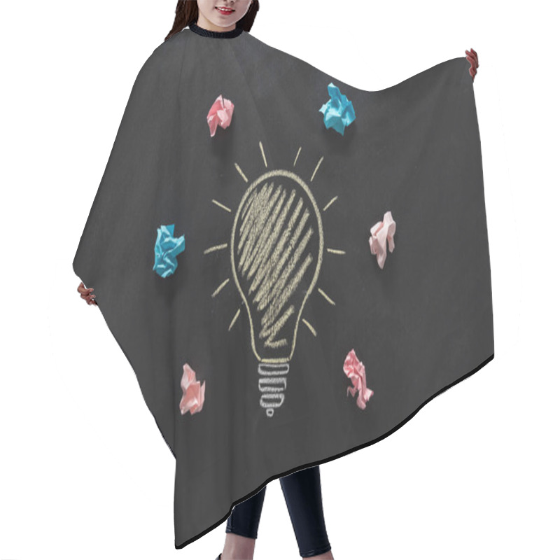 Personality  Paper Rubbish With Electric Bulb On Blackboard Hair Cutting Cape