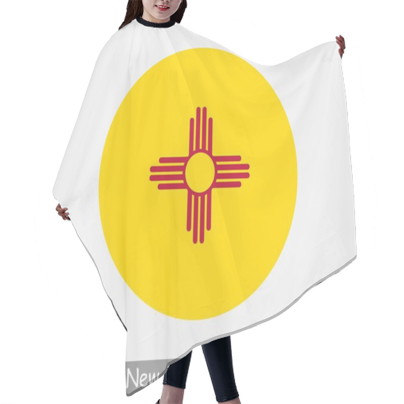 Personality  New Mexico Round Circle Flag. NM USA State Circular Button Banner Icon. New Mexico United States Of America State Flag. Land Of Enchantment EPS Vector Hair Cutting Cape