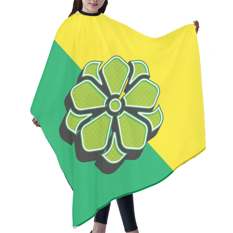 Personality  Anemone Green And Yellow Modern 3d Vector Icon Logo Hair Cutting Cape