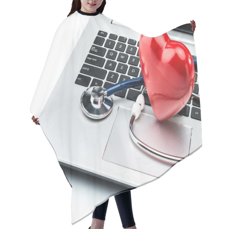 Personality  Heart Disease Research, Stethoscope And Heart Shape On Laptop Ke Hair Cutting Cape