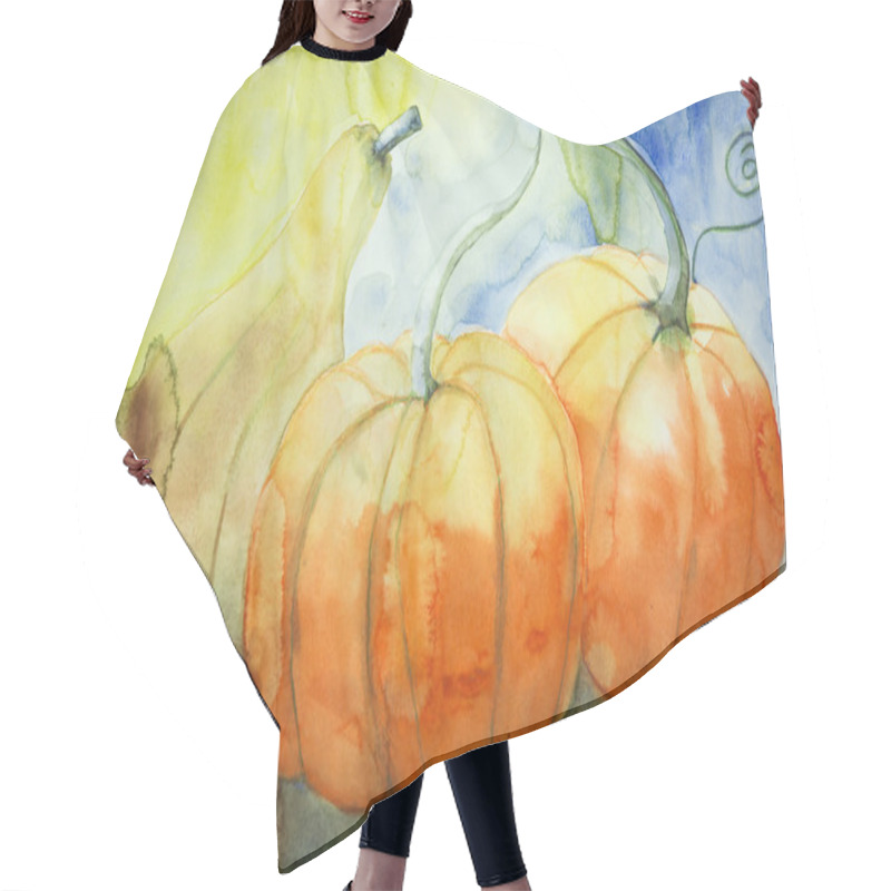 Personality  Two Pumpkins And A Squash. Hair Cutting Cape