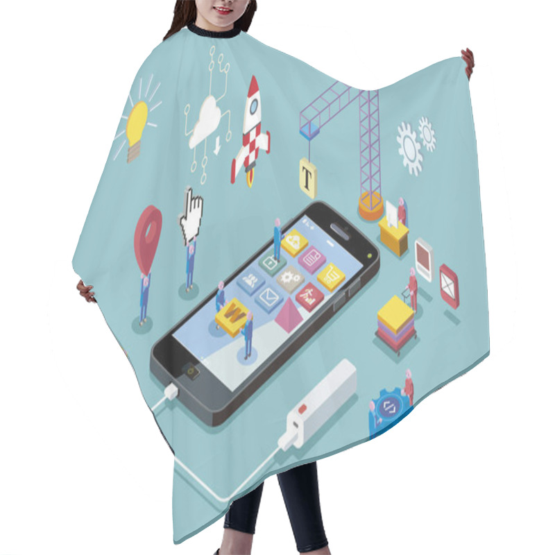 Personality  App Development Concept Hair Cutting Cape