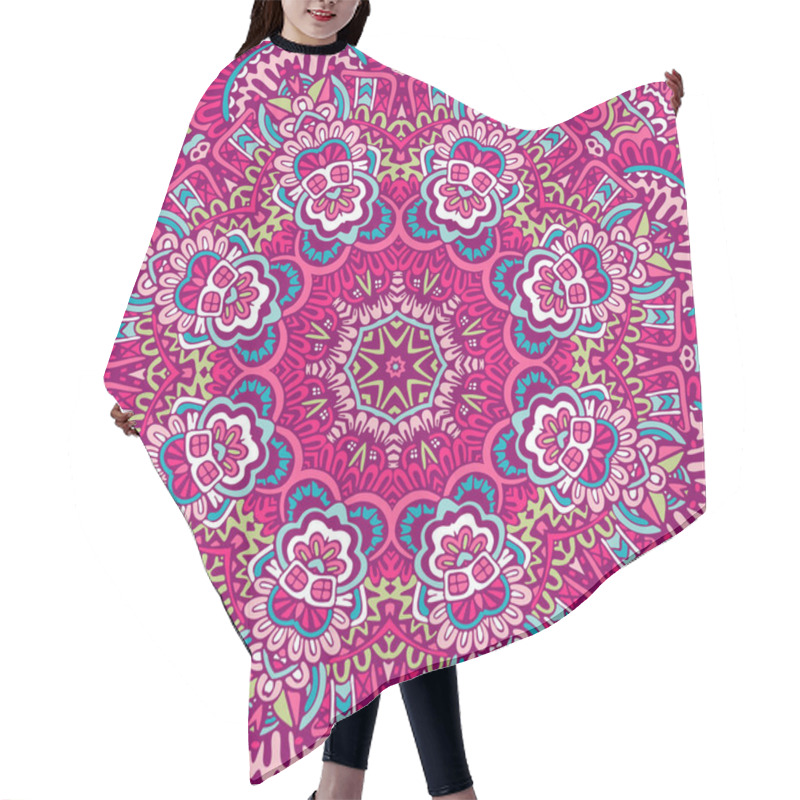 Personality  Indian Floral Paisley Medallion Pattern. Ethnic Flower Mandala Ornament. Hair Cutting Cape