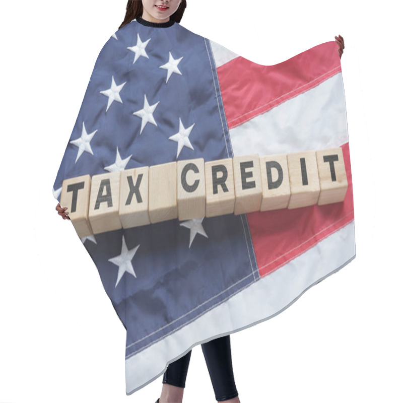 Personality  American Opportunity Tax Credit AOTC Is Shown Using A Text And The Flag Of USA Hair Cutting Cape