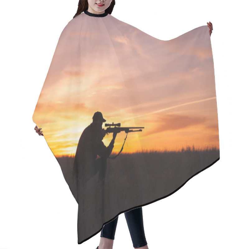 Personality  Rifle Hunter In Sunset Hair Cutting Cape