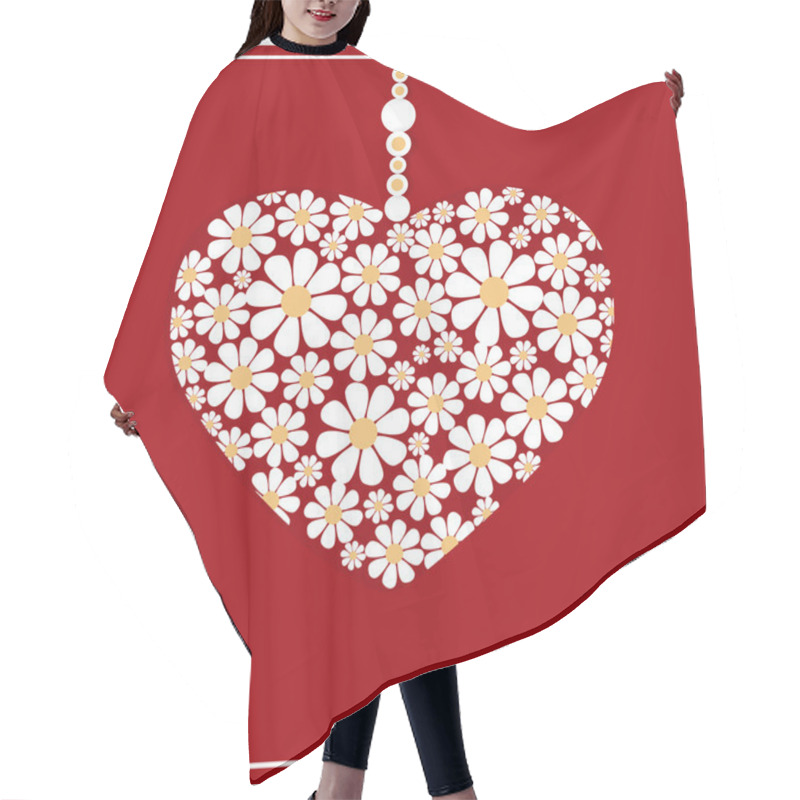 Personality  Vector Greeting Card With Floral Heart. Hair Cutting Cape