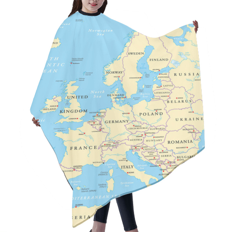 Personality  Europe Political Map Hair Cutting Cape